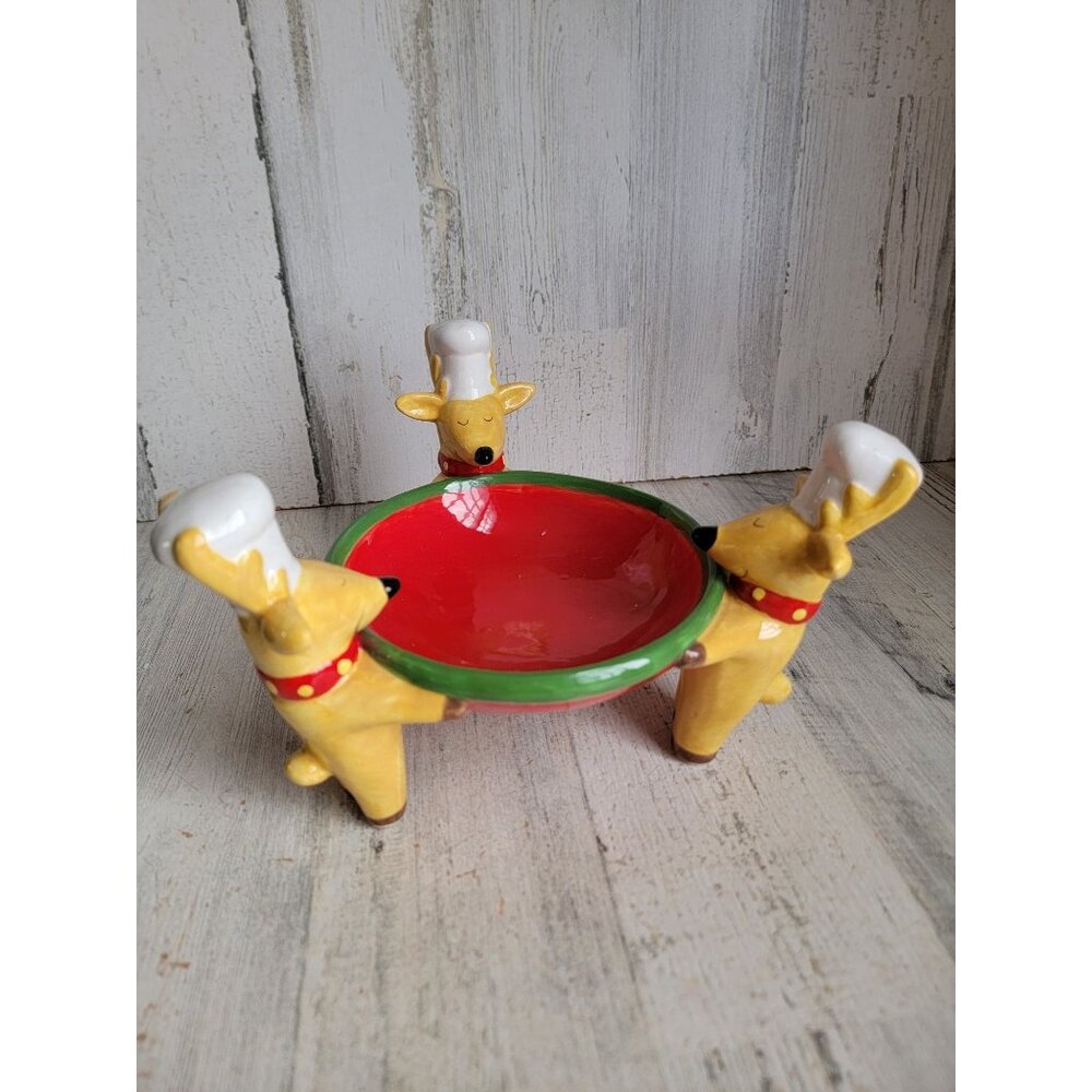 vintage deer bowl Transpac Dol Donner's Diner ceramic reindeer xmas‎ figure